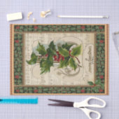 ヴィンテージクリスマスアイビーレッドベリーとシートミュージック 薄葉紙 (クラフト)