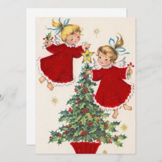 ヴィンテージクリスマスアングル飾ズツリー シーズンカード (正面/裏面)
