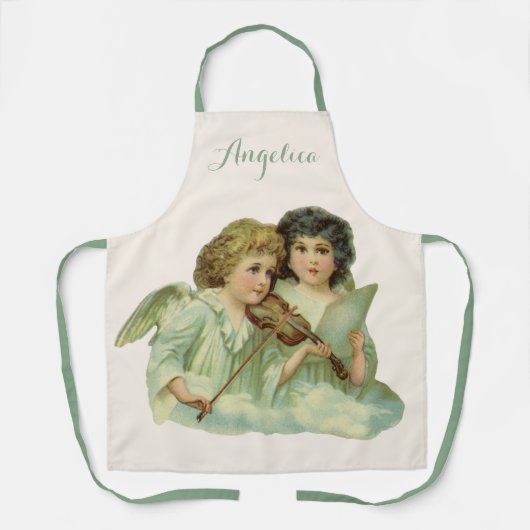 ヴィンテージクリスマスアンジェルスビクトリアン音楽ヴァイオリン エプロン (正面)