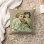 ヴィンテージクリスマスアンジェルスビクトリアン音楽ヴァイオリン クッション (ブランケット)