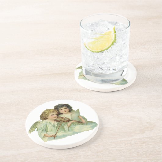 ヴィンテージクリスマスアンジェルスビクトリアン音楽ヴァイオリン コースター (側面)