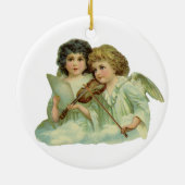 ヴィンテージクリスマスアンジェルスビクトリアン音楽ヴァイオリン セラミックオーナメント (裏面)