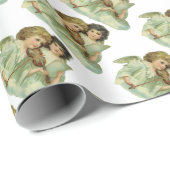 ヴィンテージクリスマスアンジェルスビクトリアン音楽ヴァイオリン ラッピングペーパー (ロールコーナー)