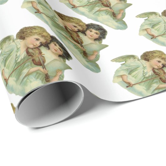ヴィンテージクリスマスアンジェルスビクトリアン音楽ヴァイオリン ラッピングペーパー (ロールコーナー)