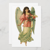 ヴィンテージクリスマスアンティークエンジェルインピンク招待状 招待状 (正面/裏面)