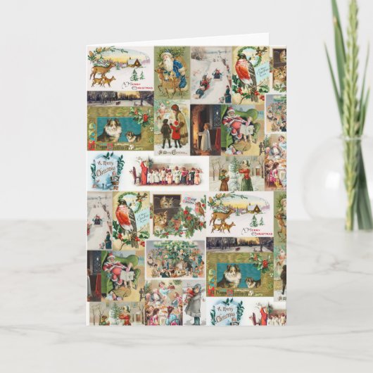 ヴィンテージクリスマスアンティークコラージュクリスマス カード (正面)