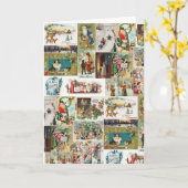 ヴィンテージクリスマスアンティークコラージュクリスマス カード (黄色い花)