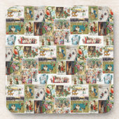 ヴィンテージクリスマスアンティークコラージュクリスマス コースター (正面)