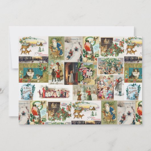 ヴィンテージクリスマスアンティークコラージュクリスマス シーズンカード (正面)