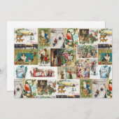 ヴィンテージクリスマスアンティークコラージュクリスマス シーズンカード (正面/裏面)