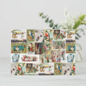 ヴィンテージクリスマスアンティークコラージュクリスマス シーズンカード (スタンド正面)