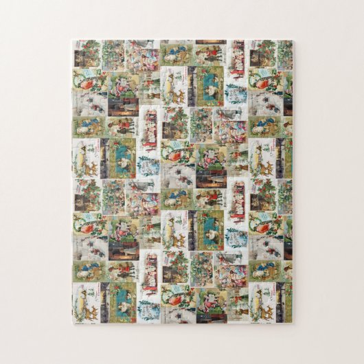 ヴィンテージクリスマスアンティークコラージュクリスマス ジグソーパズル (縦)