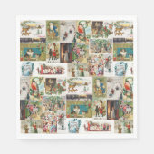 ヴィンテージクリスマスアンティークコラージュクリスマス スタンダードランチョンナプキン (正面)