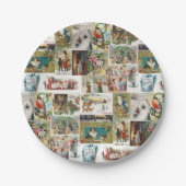 ヴィンテージクリスマスアンティークコラージュクリスマス ペーパープレート (正面)