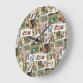 ヴィンテージクリスマスアンティークコラージュクリスマス ラージ壁時計 (傾斜)