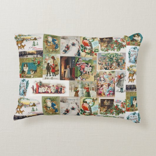 ヴィンテージクリスマスアンティークコラージュ アクセントクッション (裏面)