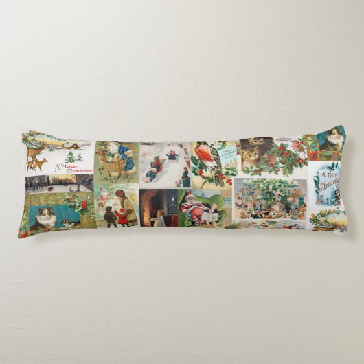 ヴィンテージクリスマスアンティークコラージュ ボディピロー (正面)