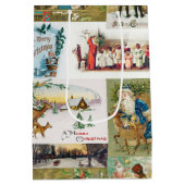 ヴィンテージクリスマスアンティークコラージュ ミディアムペーパーバッグ (裏面)