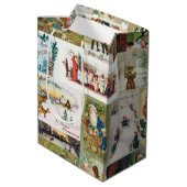 ヴィンテージクリスマスアンティークコラージュ ミディアムペーパーバッグ (裏面アングル)