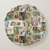 ヴィンテージクリスマスアンティークコラージュ ラウンドクッション (裏面)