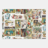 ヴィンテージクリスマスアンティークコラージュ ラッピングペーパーシート (正面)