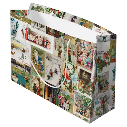 ヴィンテージクリスマスアンティークコラージュ ラージペーパーバッグ (裏面アングル)