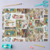 ヴィンテージクリスマスアンティークコラージュ 薄葉紙 (クラフト)