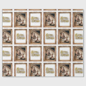 ヴィンテージクリスマスアンティークフレームファミリーフォト ラッピングペーパー (フラット)