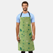 ヴィンテージクリスマスアートパターンワンリトルクリスマス エプロン (着用した状態)