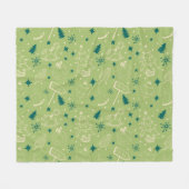 ヴィンテージクリスマスアートパターンワンリトルクリスマス フリースブランケット (正面(横))