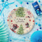 ヴィンテージクリスマスアートパターン ペーパープレート (パーティー)