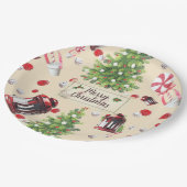 ヴィンテージクリスマスアートパターン ペーパープレート (アングル)