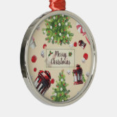 ヴィンテージクリスマスアートパターン メタルオーナメント (右)
