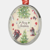 ヴィンテージクリスマスアートパターン メタルオーナメント (左)