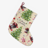 ヴィンテージクリスマスアートパターン ラージクリスマスストッキング (正面 (吊り時))
