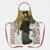 ヴィンテージクリスマスアールヌーボー1895年版画紙 エプロン (正面)