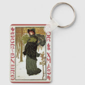 ヴィンテージクリスマスアールヌーボー1895年版画紙 キーホルダー (裏面)
