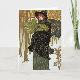 ヴィンテージクリスマスアールヌーボー1895年版画紙 シーズンカード