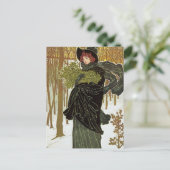 ヴィンテージクリスマスアールヌーボー1895年版画紙 シーズンポストカード (スタンド正面)