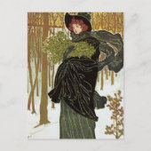ヴィンテージクリスマスアールヌーボー1895年版画紙 シーズンポストカード (正面)