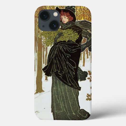 ヴィンテージクリスマスアールヌーボー1895年版画紙 Case-Mate iPhoneケース (裏面)