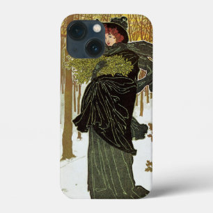 ヴィンテージクリスマスアールヌーボー1895年版画紙 iPhone 13 MINIケース