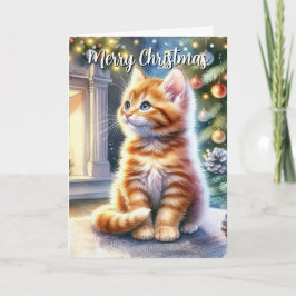 ヴィンテージクリスマスイエローキットン カード
