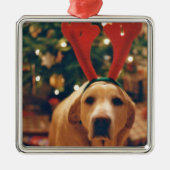 ヴィンテージクリスマスイエロー・ラブラドール・レトリーバードッグ メタルオーナメント (正面)