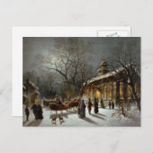 ヴィンテージクリスマスイブのシーン シーズンポストカード (正面/裏面)