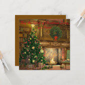 ヴィンテージクリスマスイブクリスマスグリーティング カード (正面/裏面インサイチュ)