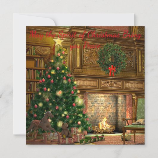 ヴィンテージクリスマスイブクリスマスグリーティング カード (正面)