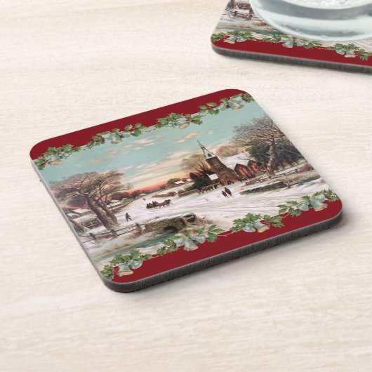 ヴィンテージクリスマスイブコルクコースター コースター (左側)
