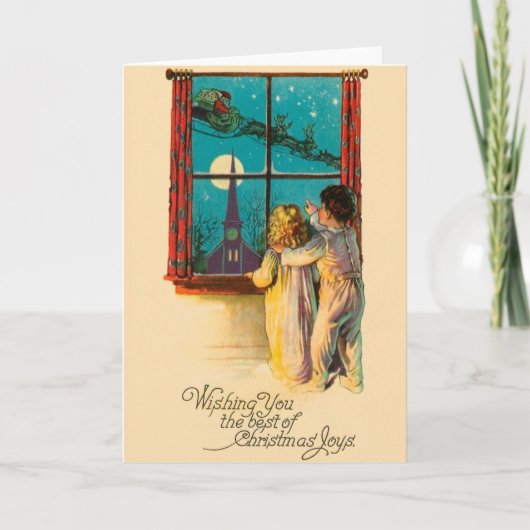 ヴィンテージクリスマスイブサンタクリスマスカード シーズンカード (正面)