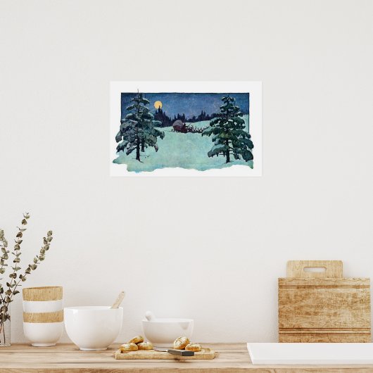 ヴィンテージクリスマスイブサンタクロース ポスター (キッチン)